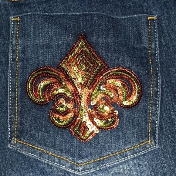 Old Skool Bling Fleur de Lis Design Jeans 16 - Picture 4 of 8